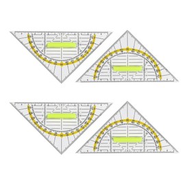 4er Pack Geodreieck Transparentes Plastik Dreieck Lineal Entnehmbare Handhabe Bruchsicheres Plastikmaterial Dreiecke Mit Skala Passend für Schüler Büro Designer Zeichnung 16cm