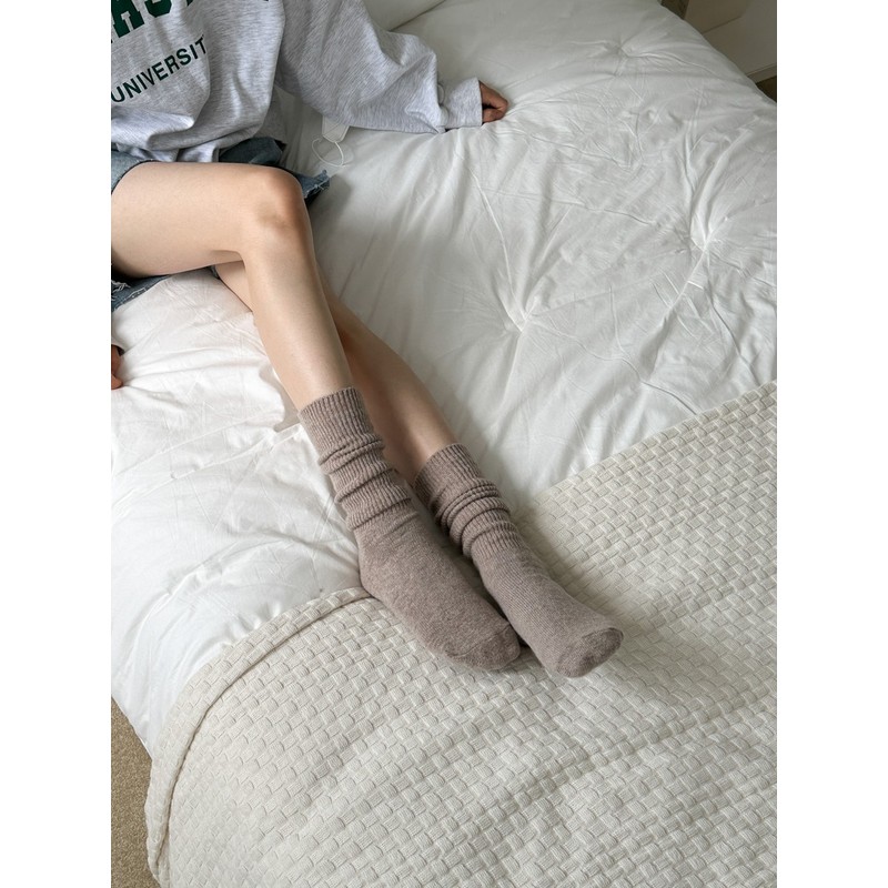 Women's golf socks cashmere wool golf knee socks shirring long