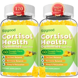 Sijigood Cortisol Gummies - Cortisol Supplements for Women & Men with Ashwagandha, Magnesium, L-theanine for Cortisol Balance, Support Relaxation, Energy, Zzz, Pineapple Flavor, 120Ct