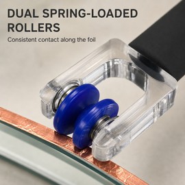 Dual Spring Roller Foil Crimper Burnisher Tool for Stained Glass