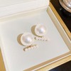 14K Gold Plated Freshwater White Stud Pearl Earrings Hypoallergenic Cubic