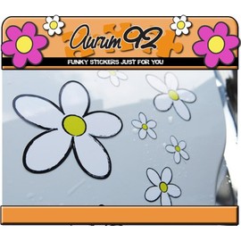 Aurum92 New White Daisy Car Stickers - Pack of 30