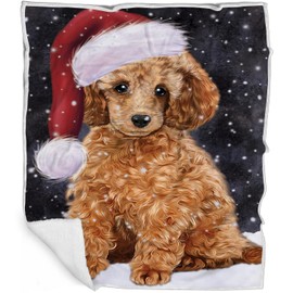 Poodle Dog Blanket - Let it Snow - Super Soft & Warm Pet Theme for Sofa or Bed, Warm Fleece, Sherpa or Woven Material, for Dog Lovers BLNKT162786 (60x80 Fleece)
