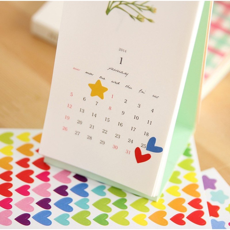 yueton 18 Sheets Colorful Heart Shape, Round Dots and Star