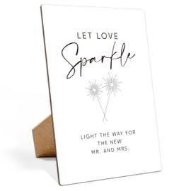 Wedding Bar Sign, Let Love Sparkle, Bridal Shower Decorations, Bachelorette Party Decorations8×11 Wooden Play Sign with Stand for Wedding Open Bar Decor - LP098