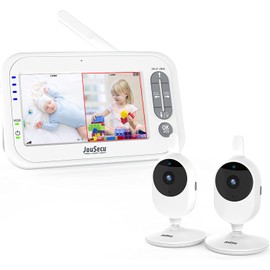 JouSecu Baby Monitor with 2 Cameras, Video Baby Monitor, 4.3" LCD Split Screen,2-Way Audio, Crying Detection, Night Vision, Temperature Detection
