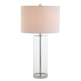 JONATHAN Y JYL2004A Harper 29" Glass LED Table Lamp Modern,Contemporary,Minimalist for Bedroom, Living Room, Office, College Dorm, Coffee Table, Bookcase, Clear/Chrome