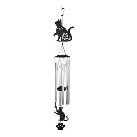 ICE ARMOR 29" Long Cat Metal Silhouette Wind Chime Statue Sculpture Ornament Decoration Home/Room Decor Ideas for Housewarming, Holidays and Birthdays Great Collectible