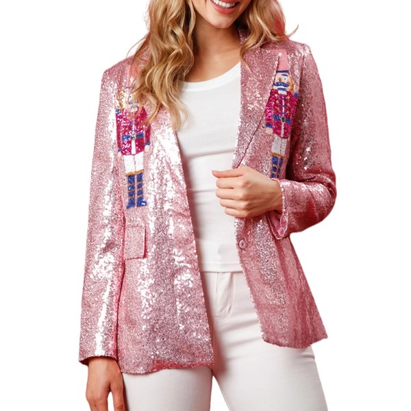 Nutcracker Blazer Pink Sequin Nutcracker Jacket Christmas Blazer Shiny Suit