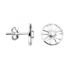SOFIA MILANI - Women's Earrings 925 Silver with Zirconia Stones - Wheel Stud Earrings, Sterling Silver, Cubic Zirconia
