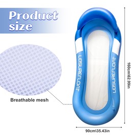 Air Mattress Water Hammock, Inflatable Water Hammock with Mesh, Inflatable Water Pool Air Mattress, Water Hammock Adults, 2-in-1 Swimming Lounger, Water Bed, for Beach, Lake (Blue)