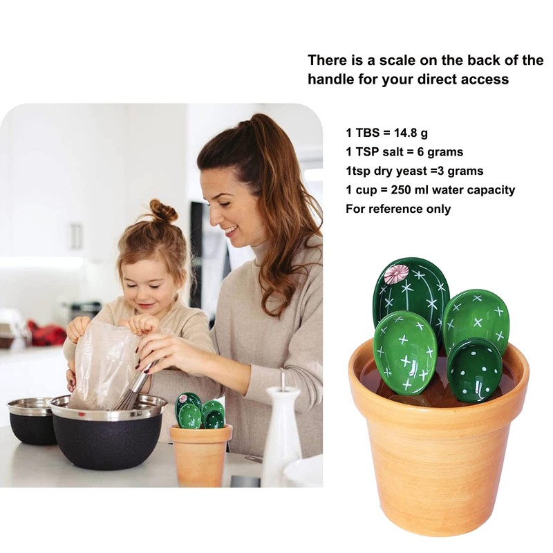 5 Pieces Measuring Spoons Set/Ceramics Spoons and Measuring Base Cup/for