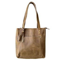 Roma Leathers Concealment Tote - Premium Brown Leather - Dual Entry CCW Pocket