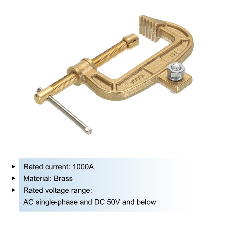 sourcing map 1000A Brass G-Shape Ground Welding Earth Clamp C-Clamp