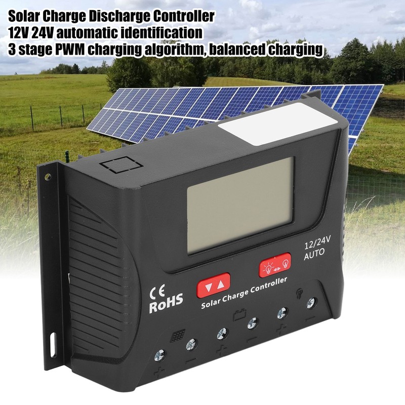 Solar Charge Discharge Controller LCD Display 3 Stage PWM Solar