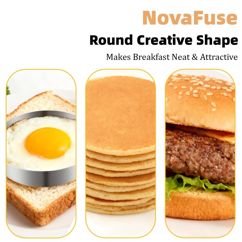 NovaFuse Set of 4 Fried Egg Moulds, Stainless Steel Egg