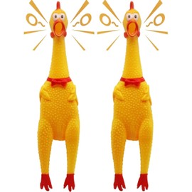HEALTH & OUTDOORS Rubber Chicken Squeeze Squawking Chicken (2 Pack), 12-Inch Yellow Screaming Chicken Dog Toys, Prank Noise Maker Dog Toys for Silly Novelty Party Favors, Family Games