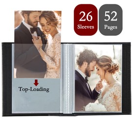 Miaikoe Photo Album 8x10 Clear Pages Pockets Leathe Cover Slip Slide in Photo Album Holds 50 Vertical 8x10 Photos Picture Book for Wedding Family (Brown)