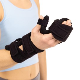 BraceAbility Soft Resting Hand Splint - Stroke Brace Right or Left Hand Immobilizer for Finger Contractures, Post-Surgery Recovery, Carpal Tunnel Syndrome, Ulnar Nerve Damage Relief (XS - Left)