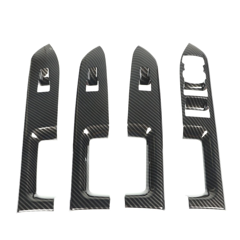 4 Pcs Door Window Control Panel Cover Carbon Fiber Style