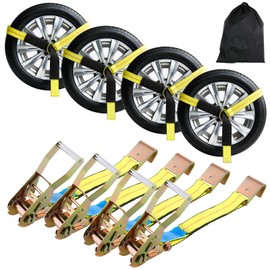 TLGREEN 4-Pack 2 in x 10 ft Car Tie-Down Straps, 10,000 lb, Yellow