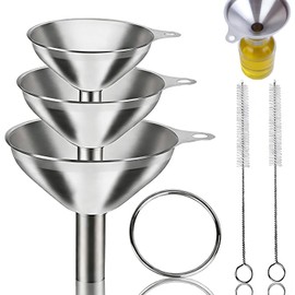 Juego De 3 Embudo De Acero Inoxidable, Embudos Para LíQuidos Embudo Grande Y PequeñO, 3 Piezas Dispositivo De Cocina De Embudo De Subembalaje LíQuido Con Mango De Metal Para Transferir LíQuido (3)