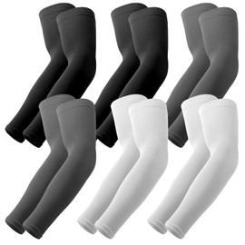 YESLIFE UV Sun Protection Arm Sleeves for Men & Women,UPF 50 Cooling Sports Sleeve, 2 Black, 2 White, 2 Dark Grey, 6 Pairs