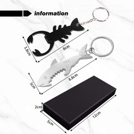 2 Pieces Keychains, 1 Piece Gift Box, Bottle Opener Keychain, Shark Keychain, Bottle Opener Keychain, Key Chain Bottle Opener, Animal Bottle Opener
