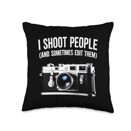 Photography Funny Camera Retro Vintage Shoot People Digital Throw Pillow