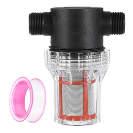 uxcell Pressure Washer Filter 3/4" NPT Female Thread, Inline Mesh Strainer Attachment, Outlet for Pipe Strainer, Stainless Steel Screen with Sealant Tape (Size:200 Mesh)
