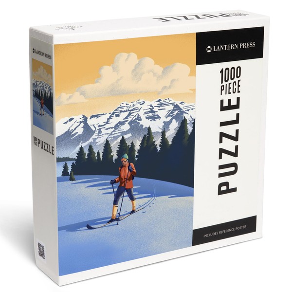 Lantern Press 1000 Piece Jigsaw Puzzle, Cross Country Skier, Litho