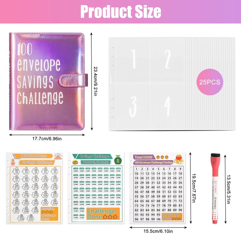 100 Money Saving Budget Planner, A5 Envelope Saving Challenge Savings