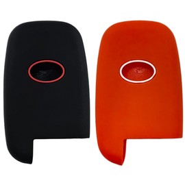 REPROTECTING Silicone Rubber Key Fob Cover Compatible with 2007-2017 Hyundai Azera Elantra GT Equus Genesis Santa Fe Tucson Veloster Veracruz Kia Forte Optima Sorento Sportage (Black Red)