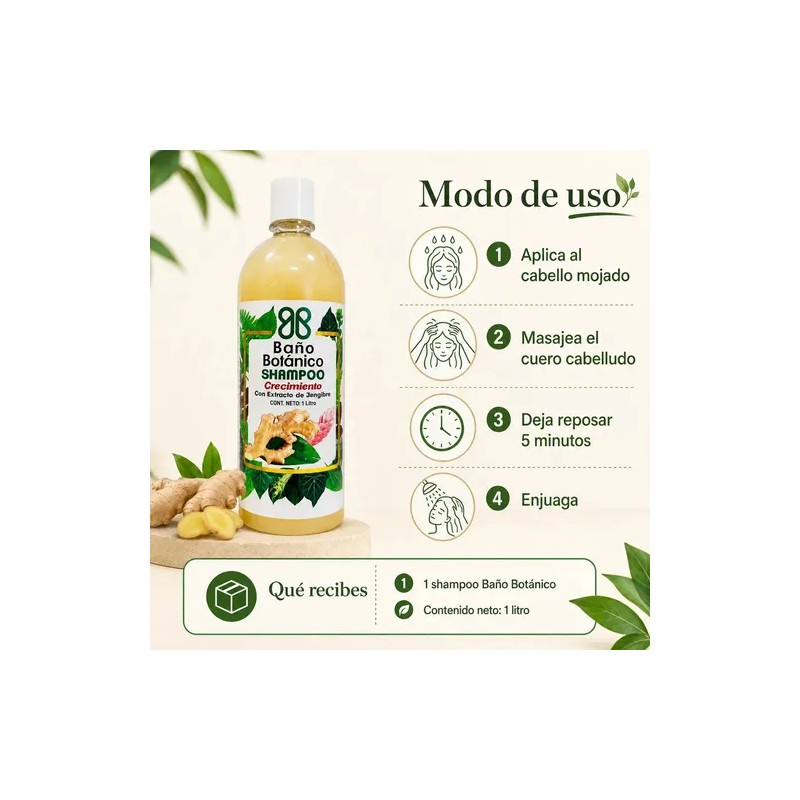 Shampoo Baño Botanico Extracto De Jengibre (crecimiento)1 Lt