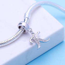 SoulBeads - Colgante de plata de ley 925 con letra de la letra de la A a la Z para pulsera europea
