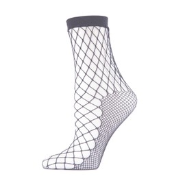 MeMoi Women's Nothing But Net Fishnet Anklet Socks Dove Gray One Size