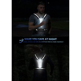 Ylzzrs LED Reflective Vest Running Gear, USB Rechargeable Light Up Running Vest Chest Phone Holder for Runners Night Walking,6-11hrs Light Adjustable Waist/Shoulder for Women Men Kids (Black)