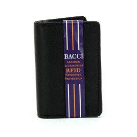 BACCI Bifold Wallet - Timeless RFID blocking Leather Wallet for Men with center flap 1 ID window, 11 card slots, 2 inner slots Slim Mens Wallet - Clean stitched Men's Wallet (Black)