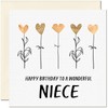 Niece Birthday Card - Eco Friendly Elegant Heart Flowers Beautiful
