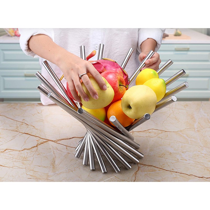 narunaru Stainless Steel Fruit Basket, Foldable, Bowl, Interior