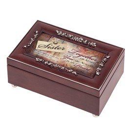 Cottage Garden Sister Always in My Heart Petite Rosewood Jewelry Music Box Plays You are My Sunshine