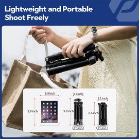 Fotopro Mini Tripod, 55" Lightweight Compact Travel Tripod with Ball Head Phone Mount Detachable Selfie Stick, Aluminum Camera Phone Tripod Max Load up to 8.8 lbs, FY810 Black