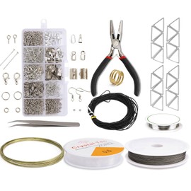 MECOS Kits para Elaborar Bisutería, Accesorios para Pendientes, Broches para Pulseras, Suministros para Hacer Joyas, Herramientas de Reparación de Joyas, Alicates Anillo de salto Abierto, Cierres de Langosta (Plateado)