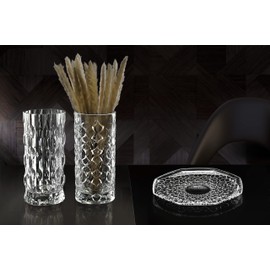 Vase - Round Opening Glass Crystal Vase - for Flowers - Roses - Designed - 10.8" H - by Barski - Made in Europe