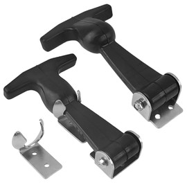 Pack of 2 Rubber Hood Holders, Elastic Shock Absorption, Tension Clasp, Stainless Steel, Flexible T-Handle Buckle, Suitable for Tool Boxes, Trolleys, Vehicle Engines (Black)
