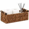 Rattanzenith Water Hyacinth Toilet Tank Basket with Wood Handles, Brown