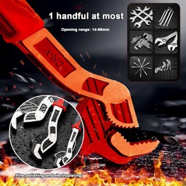 Self Adjusting Pipe Wrench,6" 8" 10" 12" Pipe Vise Micro 5 Wrench,Multifunctional Self-Locking Pipe Wrench Tool,3 Sides Teeth Self Locking Universal Adjustable Pipe Wrench Plumbers Wrench.（10 In）