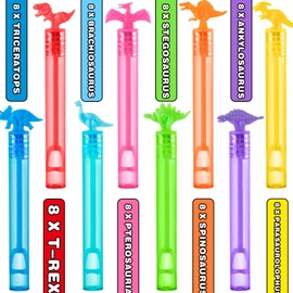 64 Pack Bubble Wand 8 Style with Gift Box, Mini Bubbles Party Favor Stick Set for Kid Girl Boy, Dinosaur Toy Bulk Supplies for Birthday Prizes Box Filler, Goodie Bag Stuffers, Wedding Bath Time Toys