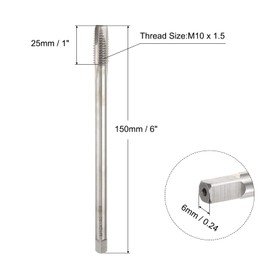 QUARKZMAN M10 x 1.5 H2 Metric Spiral Tip Tap Drill, 150 mm (6 Inch) Extra Long Screw Tap Thread Cutting Tool, High Speed Steel Machine Taps Tap