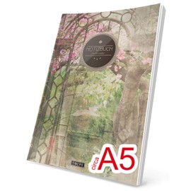 TULPE Punktraster Notizbuch: Ca. A5 „C088 Garten Eden“ (Vintage Softcover, Register, Punktpapier - Bullet Journal, Kalligraphie Übungsheft, Skizzenbuch, Gepunktete Seiten, Dotted Grid Journal)